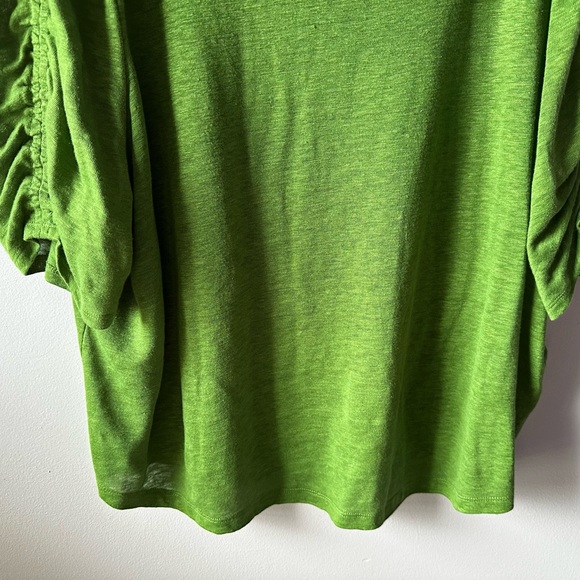 Chico’s Green Rouched Sleeve Top Size XXL - Picture 3 of 9